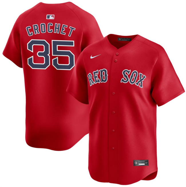 Men's Boston Red Sox #35 Garrett Crochet Red 2024 Alternate Limited Stitched Baseball Jersey Men's Boston Red Sox #35 Garrett Crochet Red 2024 Alternate Limited Stitched Baseball Jersey