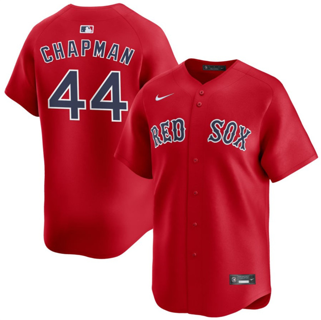 Men's Boston Red Sox #44 Aroldis Chapman Red 2025 Alternate Limited Stitched Baseball Jersey Men's Boston Red Sox #44 Aroldis Chapman Red 2025 Alternate Limited Stitched Baseball Jersey