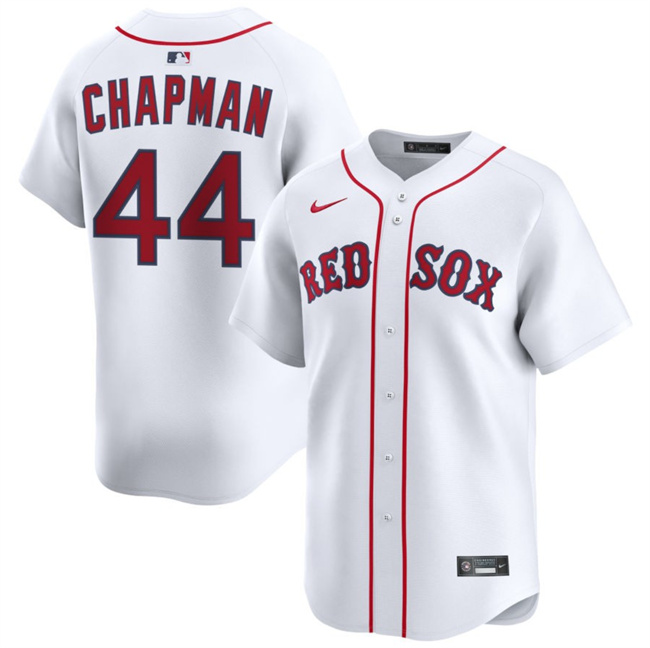 Men's Boston Red Sox #44 Aroldis Chapman White 2025 Home Limited Stitched Baseball Jersey Men's Boston Red Sox #44 Aroldis Chapman White 2025 Home Limited Stitched Baseball Jersey