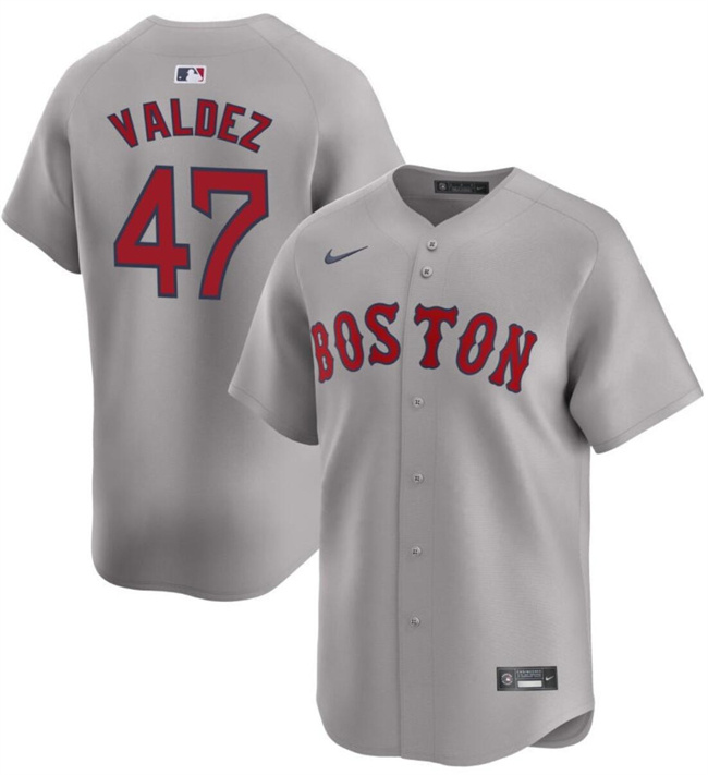 Men's Boston Red Sox #47 Enmanuel Valdez Grey Cool Base Stitched Baseball Jersey Men's Boston Red Sox #47 Enmanuel Valdez Grey Cool Base Stitched Baseball Jersey