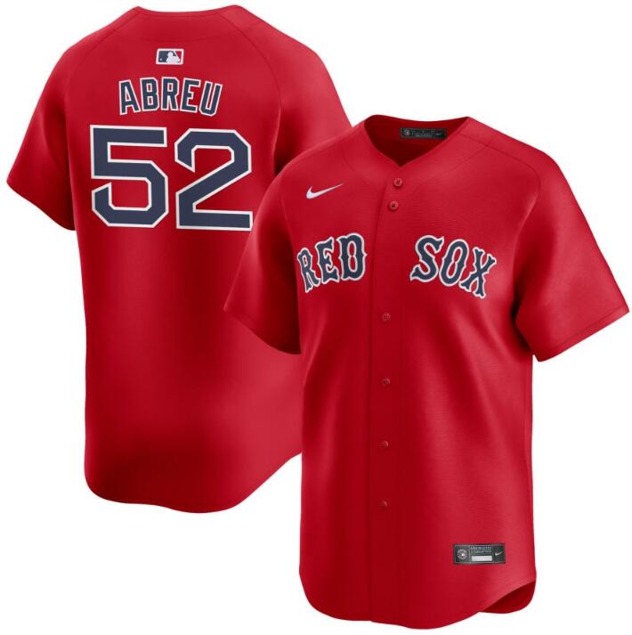 Men's Boston Red Sox #52 Wilyer Abreu Red 2024 Alternate Limited Stitched Baseball Jersey Men's Boston Red Sox #52 Wilyer Abreu Red 2024 Alternate Limited Stitched Baseball Jersey