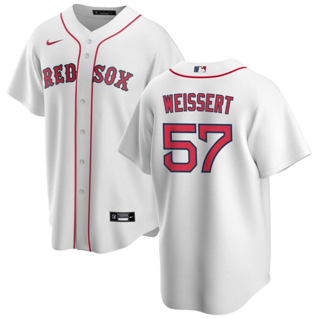Men's Boston Red Sox #57 Greg Weissert White Cool Base Stitched Baseball Jersey Men's Boston Red Sox #57 Greg Weissert White Cool Base Stitched Baseball Jersey