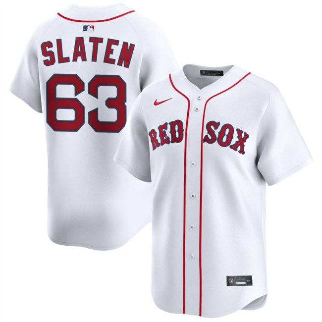 Men's Boston Red Sox #63 Justin Slaten White 2025 Home Limited Stitched Baseball Jersey Men's Boston Red Sox #63 Justin Slaten White 2025 Home Limited Stitched Baseball Jersey