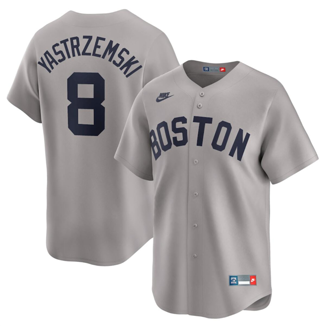 Men's Boston Red Sox #8 Carl Yastrzemski Grey Cooperstown Collection Limited Stitched Baseball Jersey Men's Boston Red Sox #8 Carl Yastrzemski Grey Cooperstown Collection Limited Stitched Baseball Jersey