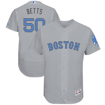 Men's Boston Red Sox Mookie Betts Majestic Gray Father's Day FlexBase Jersey