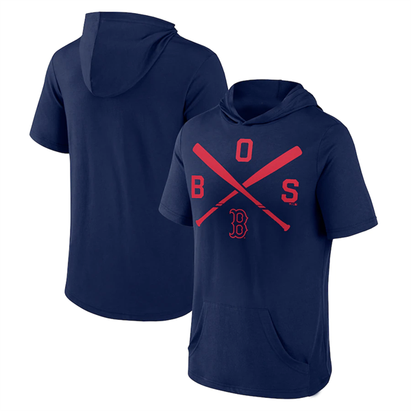 Men's Boston Red Sox Navy Short Sleeve Pullover Hoodies