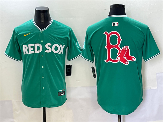 Men's Boston Red Sox Team Big Logo Green 2025 City Connect Limited Stitched Baseball Jersey Men's Boston Red Sox Team Big Logo Green 2025 City Connect Limited Stitched Baseball Jersey