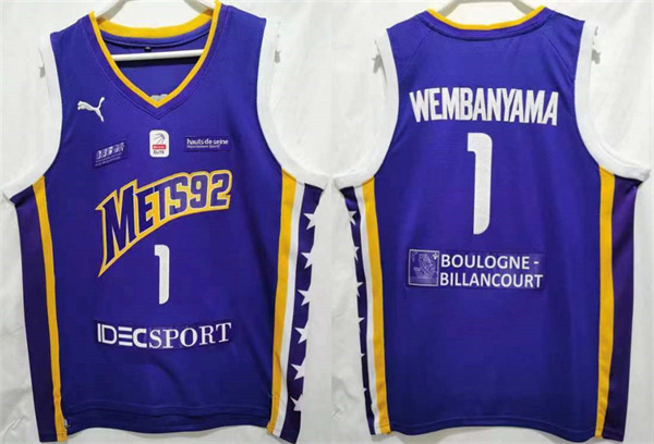 Men's Boulogne-Levallois Metropolitans 92 #1 Victor Wembanyama Purple Stitched