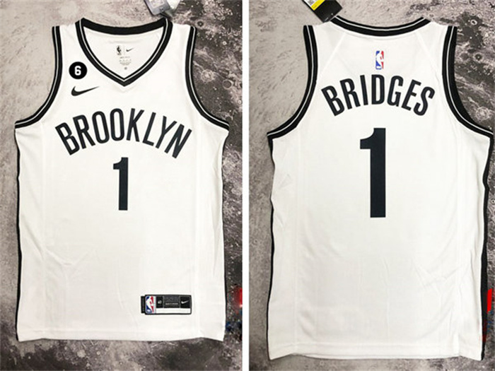 Men's Brooklyn Nets #1 Mikal Bridges White Stitched Basketball Jersey Men's Brooklyn Nets #1 Mikal Bridges White Stitched Basketball Jersey