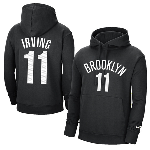 Men's Brooklyn Nets #11 Kyrie Irving 2021 Black Pullover Hoodie Men's Brooklyn Nets #11 Kyrie Irving 2021 Black Pullover Hoodie