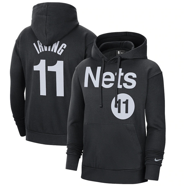 Men's Brooklyn Nets #11 Kyrie Irving 2021 Black Pullover HoodieS Men's Brooklyn Nets #11 Kyrie Irving 2021 Black Pullover HoodieS