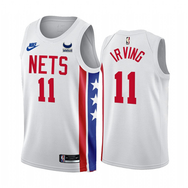 Men's Brooklyn Nets #11 Kyrie Irving 2022 23 White With Patch Classic Edition Stitched Basketball Jersey Men's Brooklyn Nets #11 Kyrie Irving 2022 23 White With Patch Classic Edition Stitched Basketball Jersey
