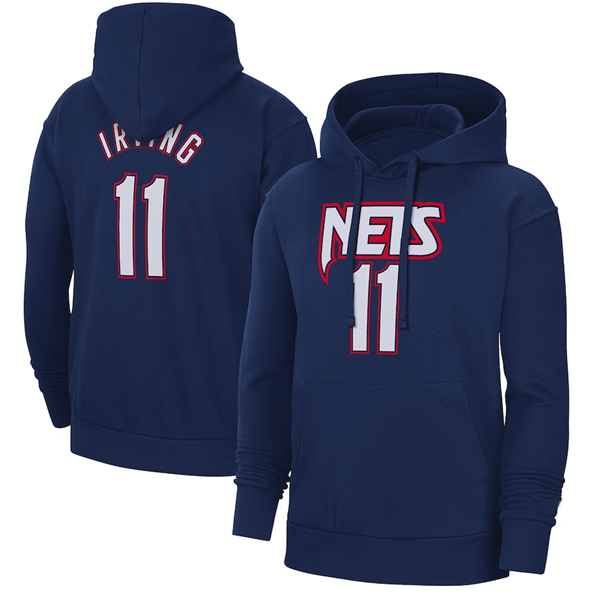 Men's Brooklyn Nets #11 Kyrie Irving 2022 Navy Pullover Hoodie Men's Brooklyn Nets #11 Kyrie Irving 2022 Navy Pullover Hoodie