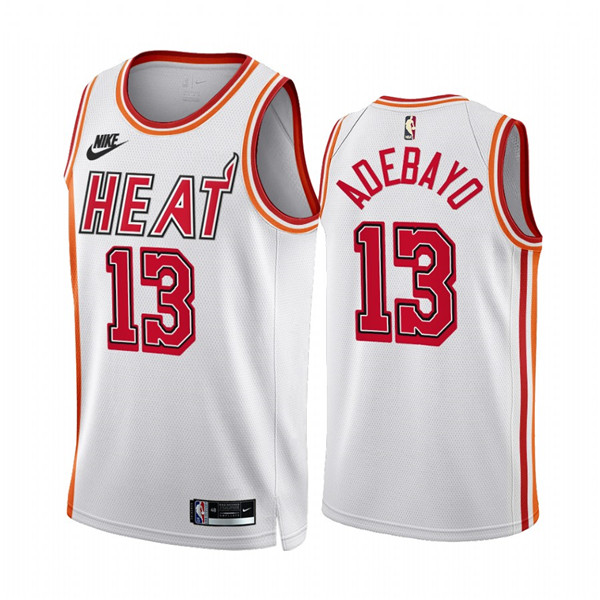 Men's Miami Heat #13 Bam Adebayo White Classic Edition Stitched Basketball Jersey Men's Miami Heat #13 Bam Adebayo White Classic Edition Stitched Basketball Jersey