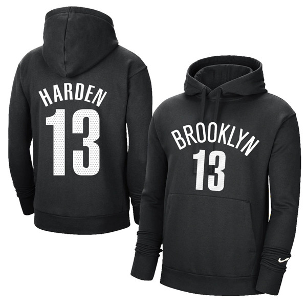 Men's Brooklyn Nets #13 James Harden 2021 Black Pullover Hoodie Men's Brooklyn Nets #13 James Harden 2021 Black Pullover Hoodie