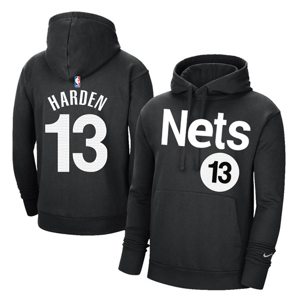 Men's Brooklyn Nets #13 James Harden 2021 Black Pullover HoodieS Men's Brooklyn Nets #13 James Harden 2021 Black Pullover HoodieS