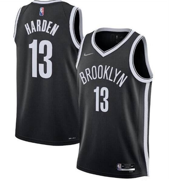 Men's Brooklyn Nets #13 James Harden 75th Anniversary Black Stitched Basketball Jersey Men's Brooklyn Nets #13 James Harden 75th Anniversary Black Stitched Basketball Jersey