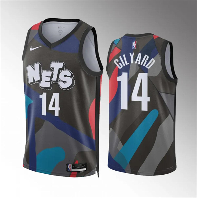 Men's Brooklyn Nets #14 Jacob Gilyard Black 2023 24 City Edition Stitched Basketball Jersey Men's Brooklyn Nets #14 Jacob Gilyard Black 2023 24 City Edition Stitched Basketball Jersey