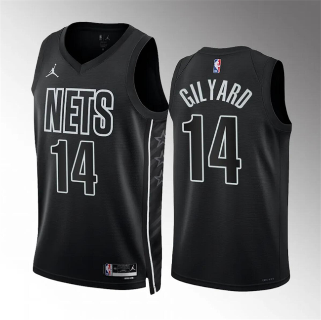Men's Brooklyn Nets #14 Jacob Gilyard Black Statement Edition Stitched Basketball Jersey Men's Brooklyn Nets #14 Jacob Gilyard Black Statement Edition Stitched Basketball Jersey