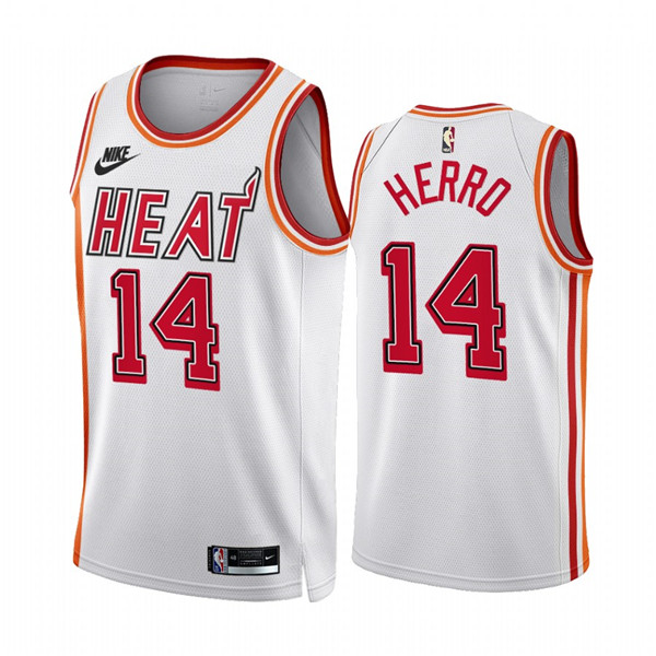 Men's Miami Heat #14 Tyler Herro White Classic Edition Stitched Basketball Jersey Men's Miami Heat #14 Tyler Herro White Classic Edition Stitched Basketball Jersey