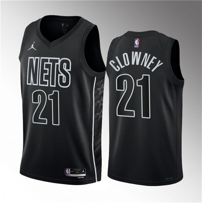 Men's Brooklyn Nets #21 Noah Clowney Black 2023 Draft Statement Edition Stitched Basketball Jersey Men's Brooklyn Nets #21 Noah Clowney Black 2023 Draft Statement Edition Stitched Basketball Jersey