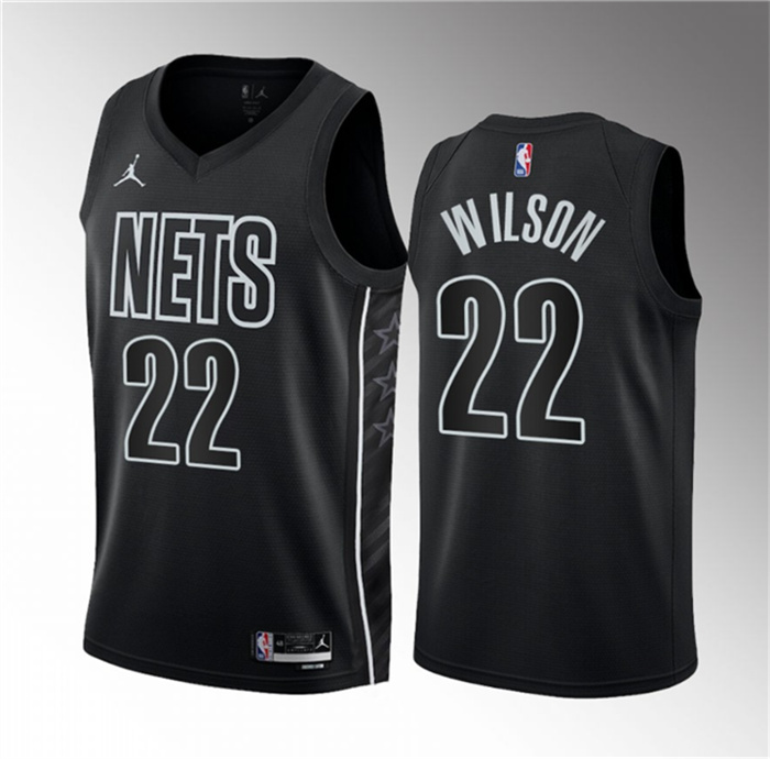 Men's Brooklyn Nets #22 Jalen Wilson Black 2023 Draft Statement Edition Stitched Basketball Jersey Men's Brooklyn Nets #22 Jalen Wilson Black 2023 Draft Statement Edition Stitched Basketball Jersey