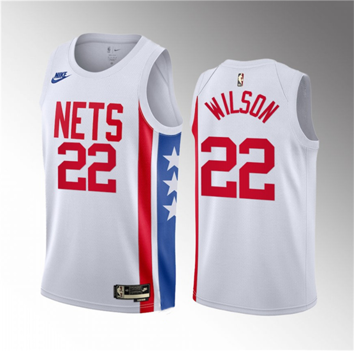 Men's Brooklyn Nets #22 Jalen Wilson White 2023 Draft Classic Edition Stitched Basketball Jersey Men's Brooklyn Nets #22 Jalen Wilson White 2023 Draft Classic Edition Stitched Basketball Jersey