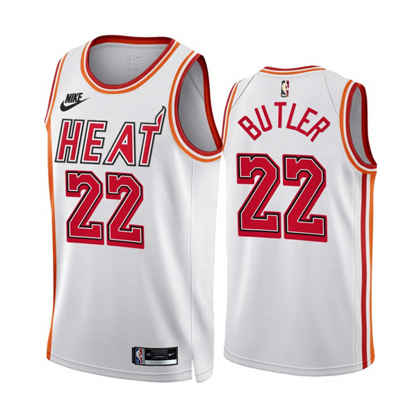 Men's Miami Heat #22 Jimmy Butler White Classic Edition Stitched Basketball Jersey Men's Miami Heat #22 Jimmy Butler White Classic Edition Stitched Basketball Jersey