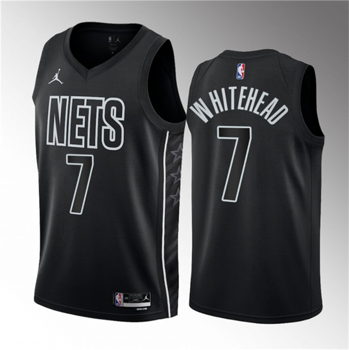 Men's Brooklyn Nets #7 Dariq Whitehead Black 2023 Draft Statement Edition Stitched Basketball Jersey Men's Brooklyn Nets #7 Dariq Whitehead Black 2023 Draft Statement Edition Stitched Basketball Jersey