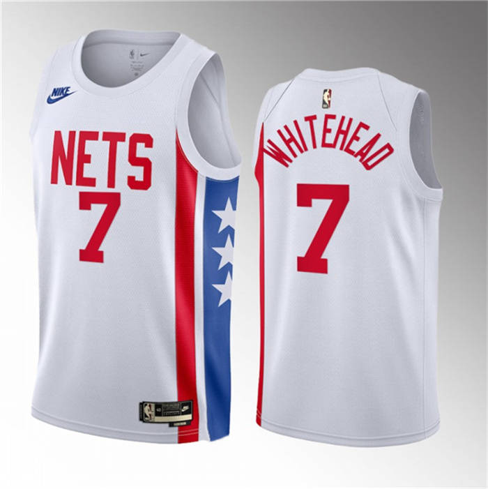 Men's Brooklyn Nets #7 Dariq Whitehead White 2023 Draft Classic Edition Stitched Basketball Jersey Men's Brooklyn Nets #7 Dariq Whitehead White 2023 Draft Classic Edition Stitched Basketball Jersey