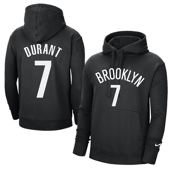 Men's Brooklyn Nets #7 Kevin Durant 2021 Black Pullover HoodieS Men's Brooklyn Nets #7 Kevin Durant 2021 Black Pullover HoodieS
