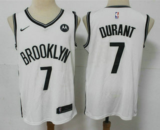 Men's Brooklyn Nets #7 Kevin Durant 2021 White Swingman Stitched NBA Jersey With The NEW Sponsor Logo Men's Brooklyn Nets #7 Kevin Durant 2021 White Swingman Stitched NBA Jersey With The NEW Sponsor Logo