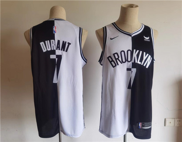 Men's Brooklyn Nets #7 Kevin Durant Black White Split Stitched Basketball Jersey Men's Brooklyn Nets #7 Kevin Durant Black White Split Stitched Basketball Jersey