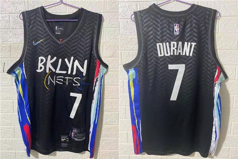 Men's Brooklyn Nets #7 Kevin Durant NEW Black 2021 City Edition Swingman Stitched NBA Jersey Men's Brooklyn Nets #7 Kevin Durant NEW Black 2021 City Edition Swingman Stitched NBA Jersey