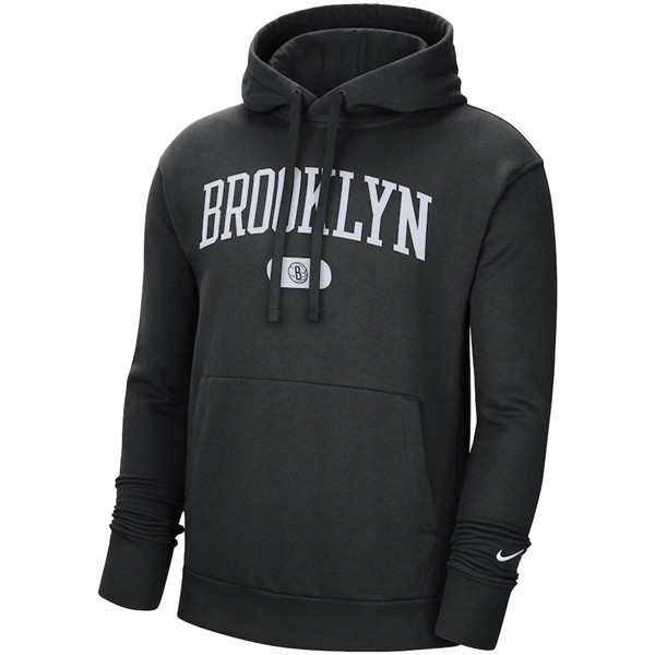 Men's Brooklyn Nets 2021 Black Heritage Essential Pullover Hoodie Men's Brooklyn Nets 2021 Black Heritage Essential Pullover Hoodie