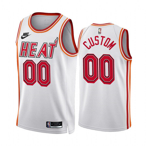 Men's Miami Heat Active Player Custom White Classic Edition Stitched Basketball Jersey Men's Miami Heat Active Player Custom White Classic Edition Stitched Basketball Jersey