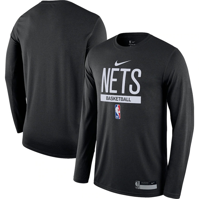 Men's Brooklyn Nets Black 2022 23 Legend On-Court Practice Performance Long Sleeve T-Shirt