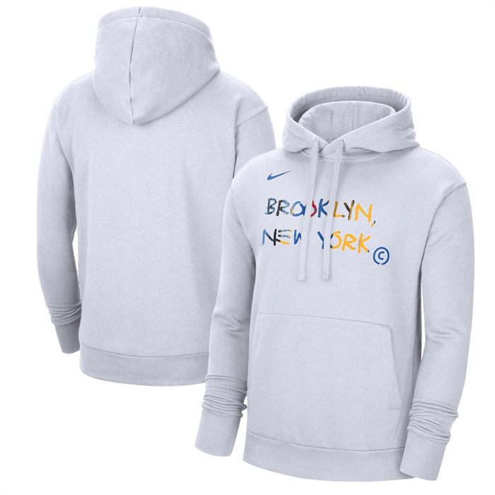 Men's Brooklyn Nets White 2022 23 City Edition Essential Pullover Hoodie Men's Brooklyn Nets White 2022 23 City Edition Essential Pullover Hoodie