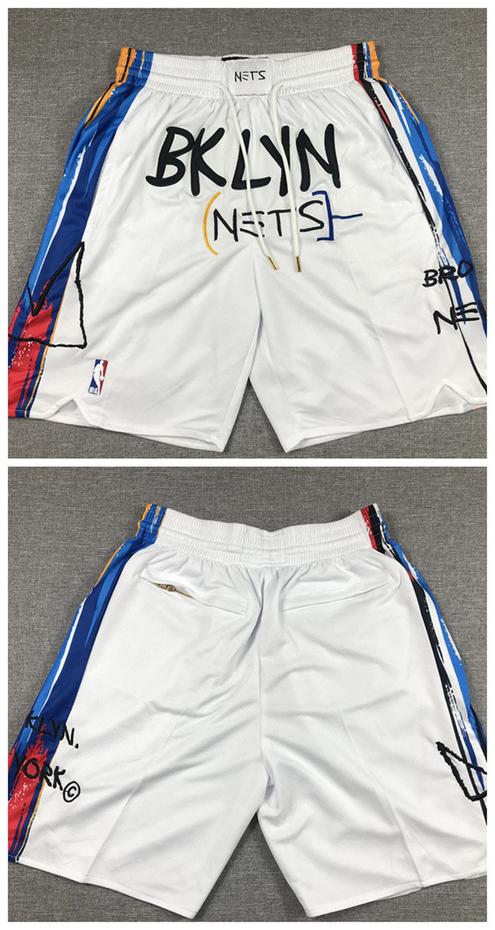 Men's Brooklyn Nets White Shorts (Run Small) Men's Brooklyn Nets White Shorts (Run Small)
