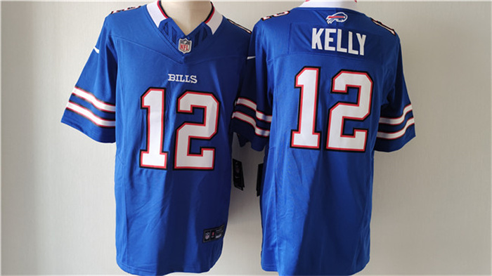 Men's Buffalo Bills #12 Jim Kelly Blue 2023 F.U.S.E. Vapor Untouchable Limited Stitched Jersey Men's Buffalo Bills #12 Jim Kelly Blue 2023 F.U.S.E. Vapor Untouchable Limited Stitched Jersey