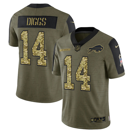 Men's Buffalo Bills #14 Stefon Diggs 2021 Olive Camo Salute To Service Limited Stitched Jersey Men's Buffalo Bills #14 Stefon Diggs 2021 Olive Camo Salute To Service Limited Stitched Jersey