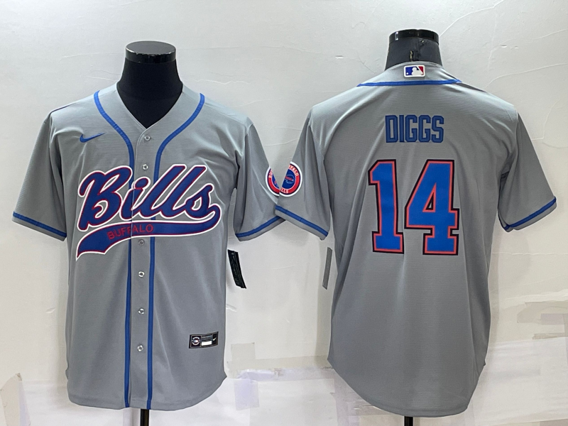 Men's Buffalo Bills #14 Stefon Diggs Gray Cool Base Stitched Baseball Jersey Men's Buffalo Bills #14 Stefon Diggs Gray Cool Base Stitched Baseball Jersey