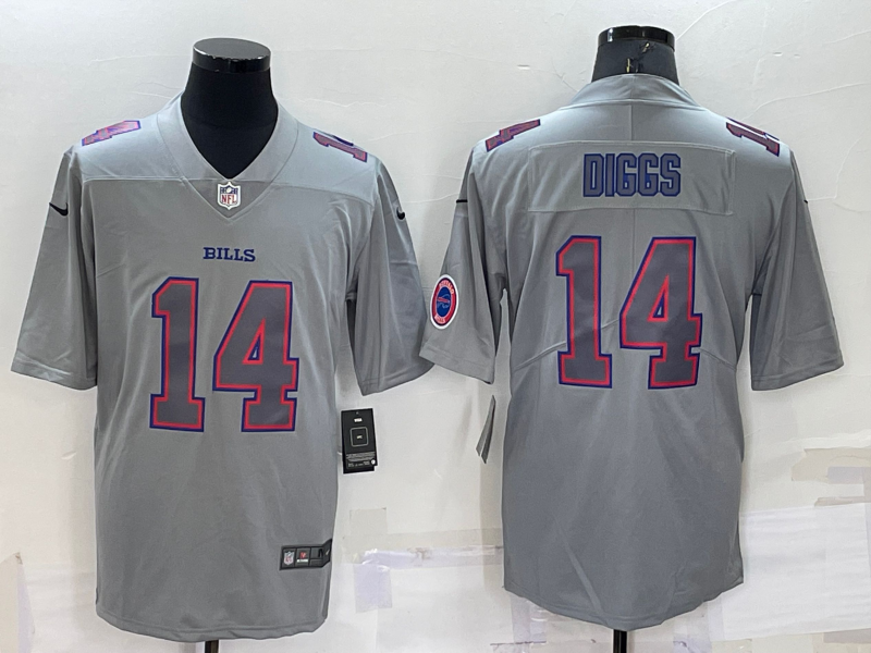 Men's Buffalo Bills #14 Stefon Diggs Grey With Patch Atmosphere Fashion Stitched Jersey Men's Buffalo Bills #14 Stefon Diggs Grey With Patch Atmosphere Fashion Stitched Jersey
