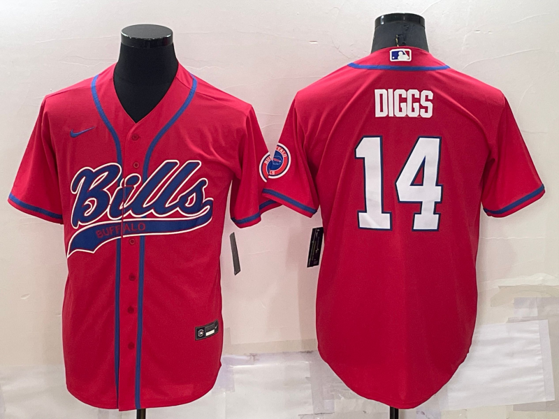 Men's Buffalo Bills #14 Stefon Diggs Red Cool Base Stitched Baseball Jersey Men's Buffalo Bills #14 Stefon Diggs Red Cool Base Stitched Baseball Jersey