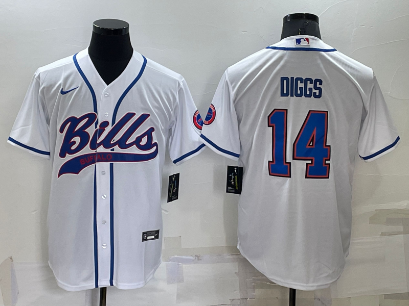 Men's Buffalo Bills #14 Stefon Diggs White Cool Base Stitched Baseball Jersey Men's Buffalo Bills #14 Stefon Diggs White Cool Base Stitched Baseball Jersey