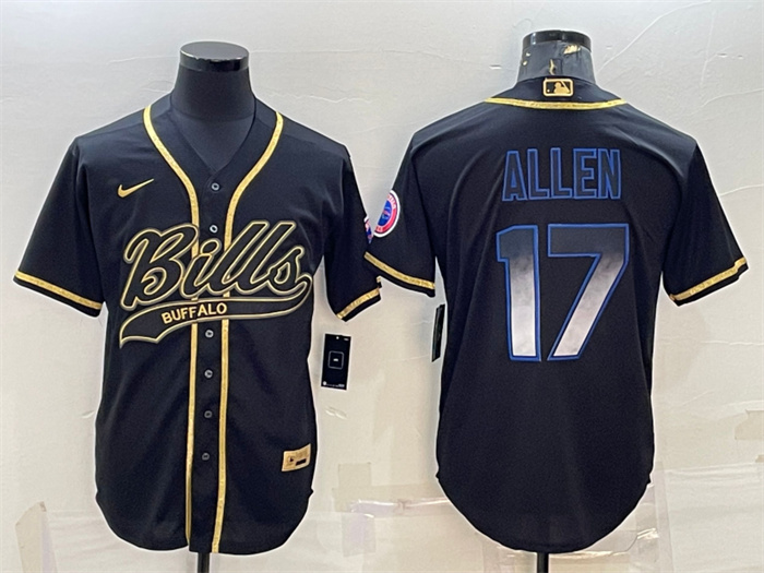 Men's Buffalo Bills #17 Josh Allen Black Smoke Fashion With Patch Cool Base Stitched Baseball Jersey Men's Buffalo Bills #17 Josh Allen Black Smoke Fashion With Patch Cool Base Stitched Baseball Jersey