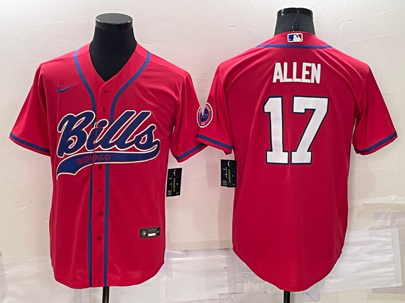 Men's Buffalo Bills #17 Josh Allen Red Cool Base Stitched Baseball Jersey Men's Buffalo Bills #17 Josh Allen Red Cool Base Stitched Baseball Jersey