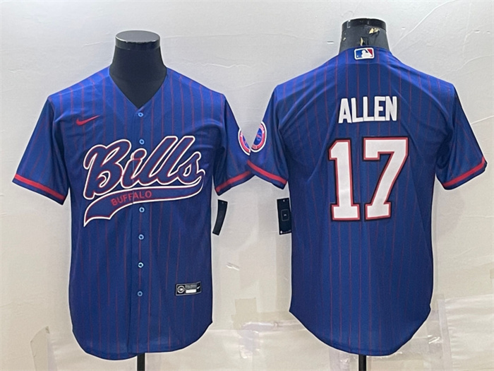 Men's Buffalo Bills #17 Josh Allen Royal With Patch Cool Base Stitched Baseball Jersey Men's Buffalo Bills #17 Josh Allen Royal With Patch Cool Base Stitched Baseball Jersey