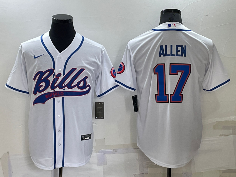 Men's Buffalo Bills #17 Josh Allen White Cool Base Stitched Baseball Jersey Men's Buffalo Bills #17 Josh Allen White Cool Base Stitched Baseball Jersey