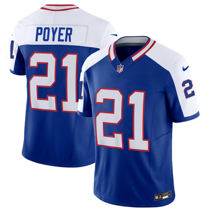 Men's Buffalo Bills #21 Jordan Poyer Blue White 2023 F.U.S.E. Throwback Vapor Untouchable Limited Stitched Jersey Men's Buffalo Bills #21 Jordan Poyer Blue White 2023 F.U.S.E. Throwback Vapor Untouchable Limited Stitched Jersey